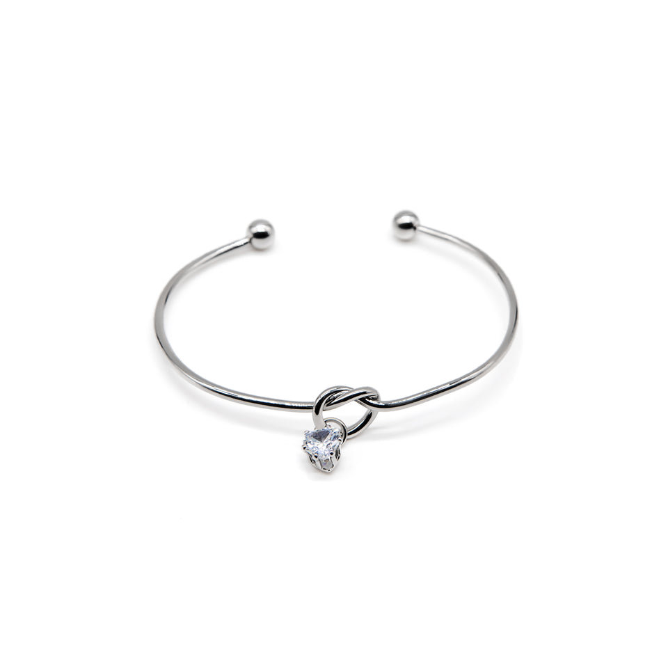 Silver Knot Charm Cuff Bracelet