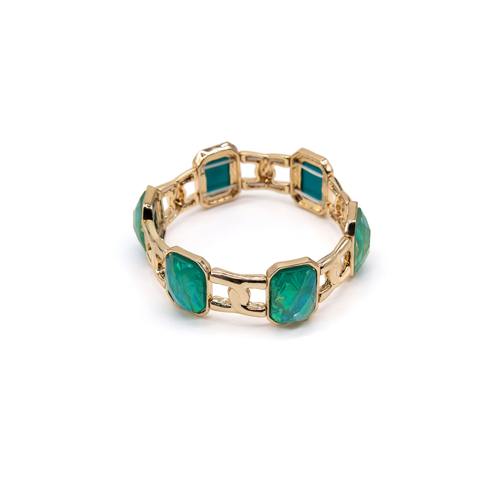 Green-Blue Resin Stretch Bracelet