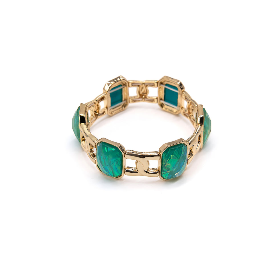 Green-Blue Resin Stretch Bracelet