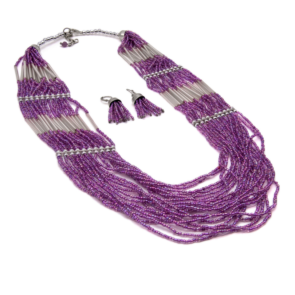 Handmade Purple Seed Bead Set