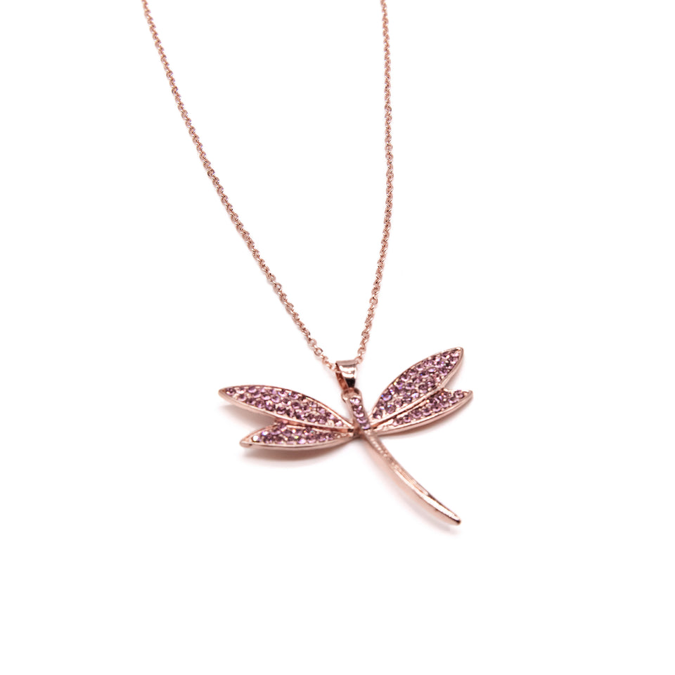 Dragonfly Rose Gold Necklace