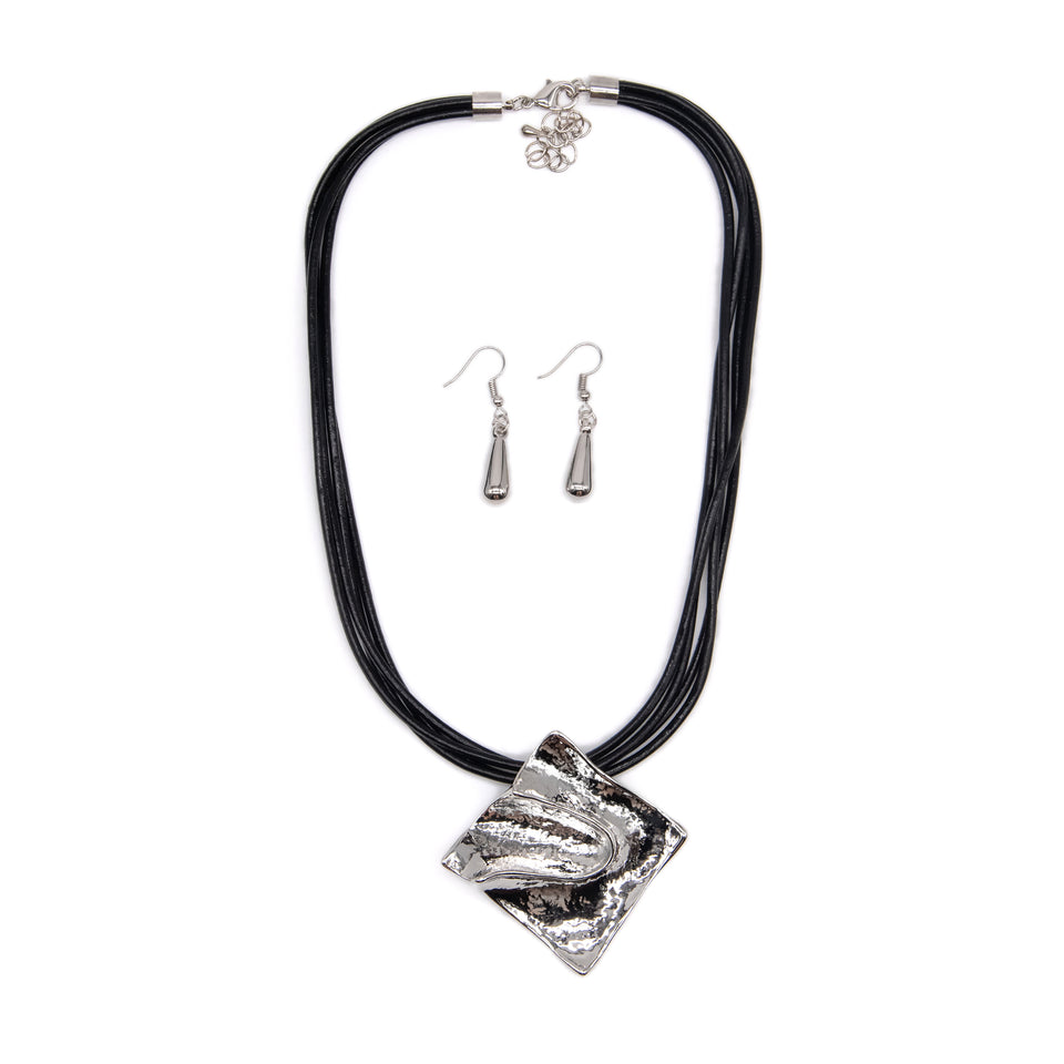 Abstract Offset-Square Pendant Set