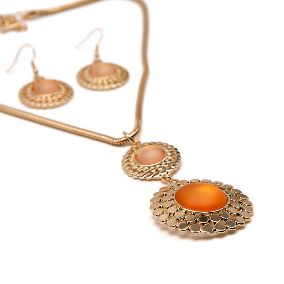 Two-Piece Tonal Orange Pendant Set