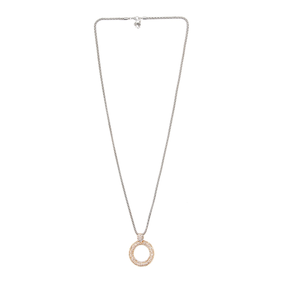 Two-Tone Crystal Pendant Necklace
