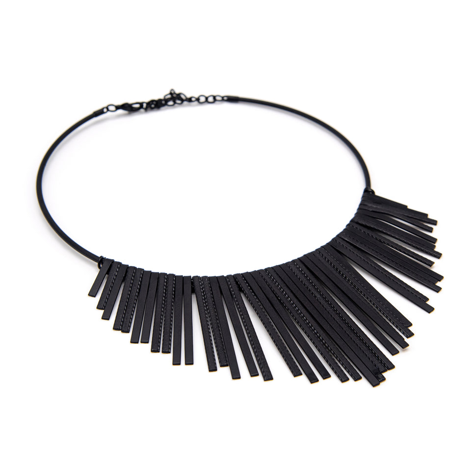 Matte Black Fringe Necklace