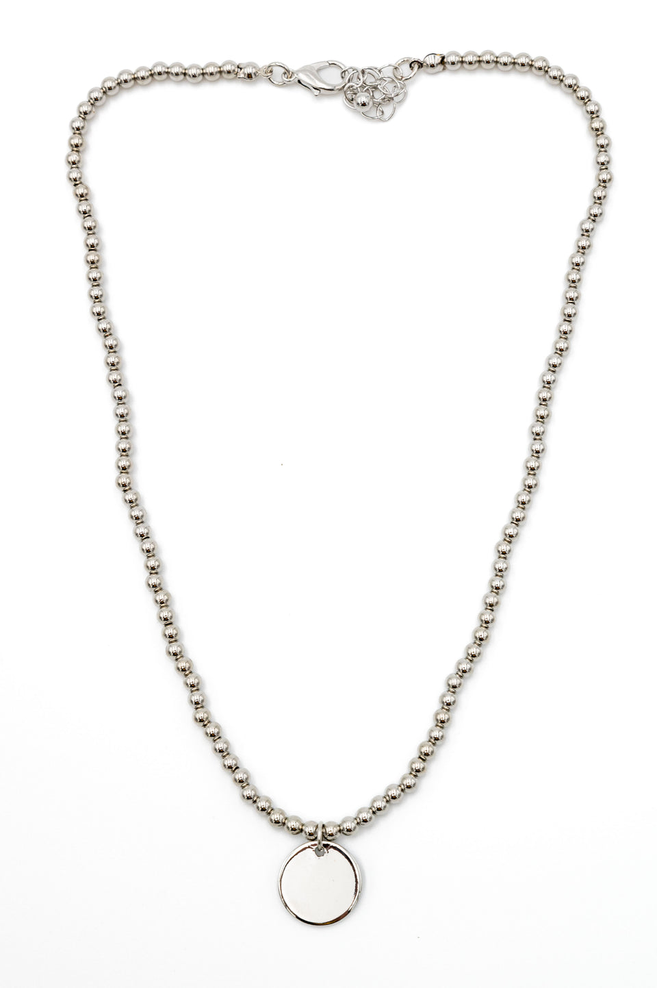 Silver Bead Disk Necklace