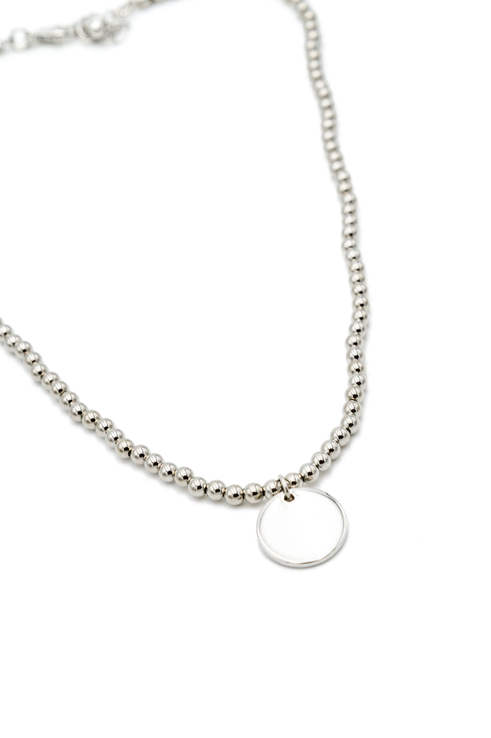 Silver Bead Disk Necklace