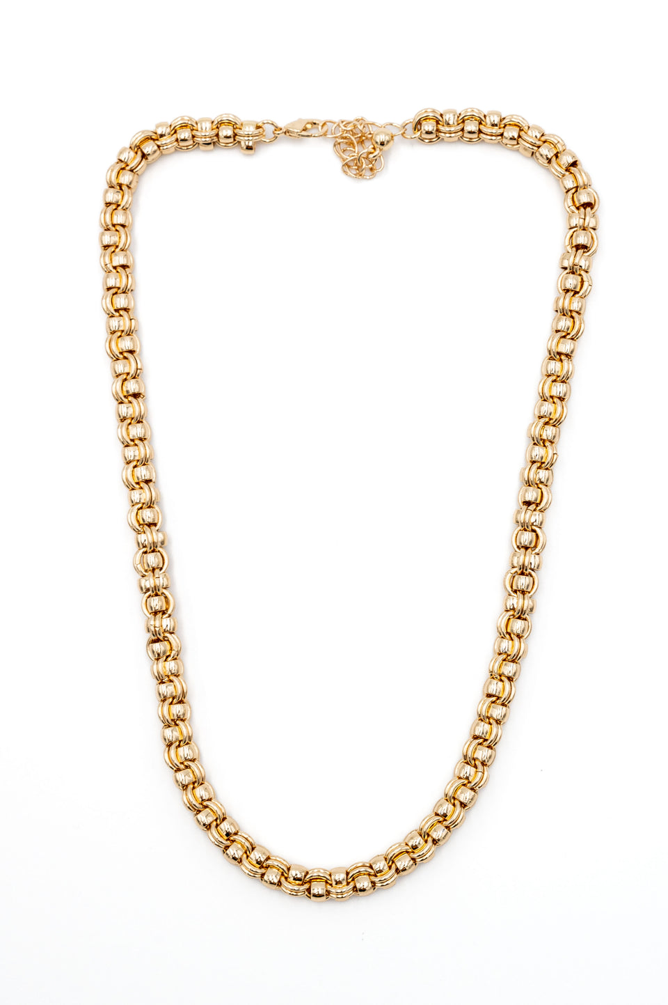 Round Linked Moveable Chain Necklace (Gold Plated)