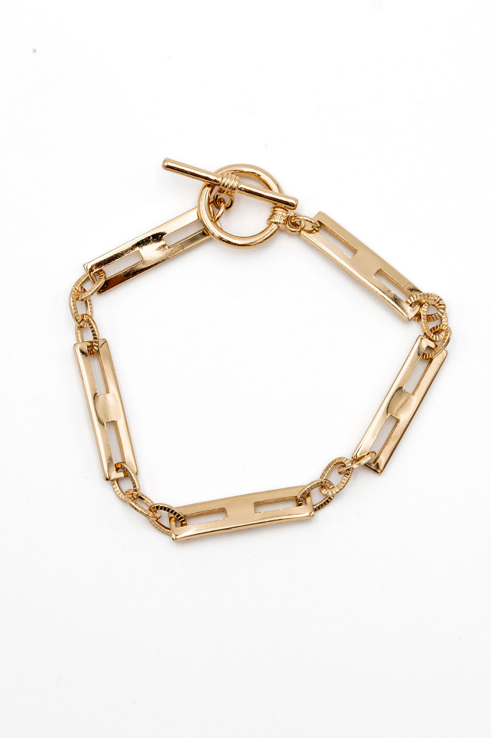 Gold Toggle Clasp Linked Bracelet
