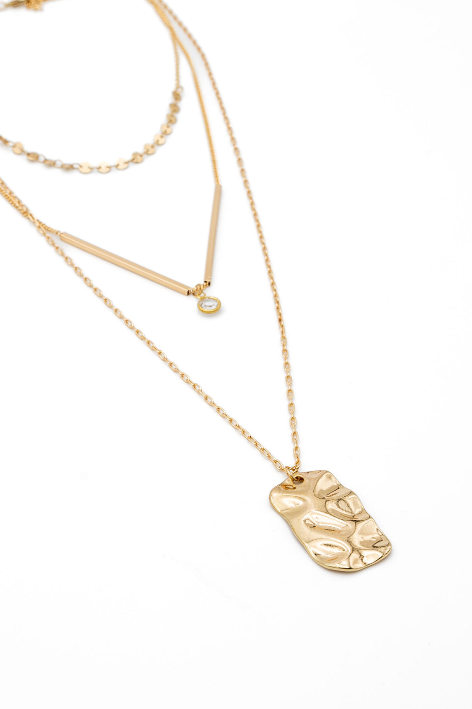 3 Line Layered Gold Necklace