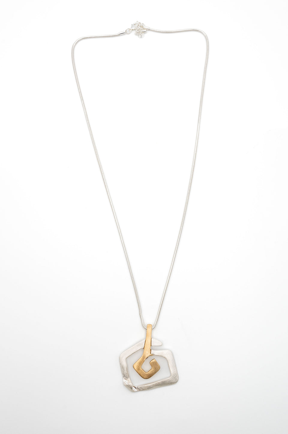 Gold and Silver Abstract Pendant Necklace