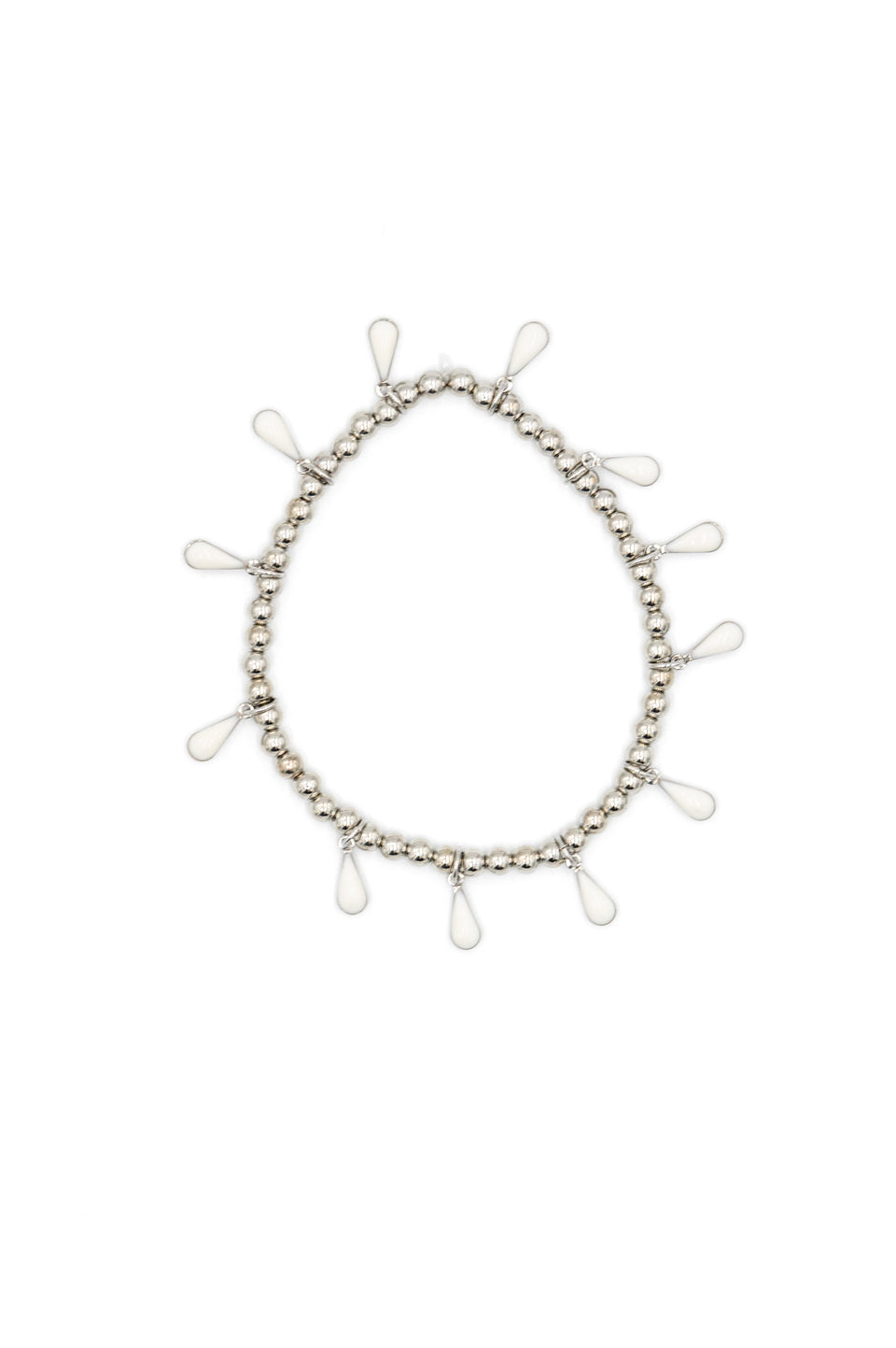 White Enamel Charm Bracelet - Silver