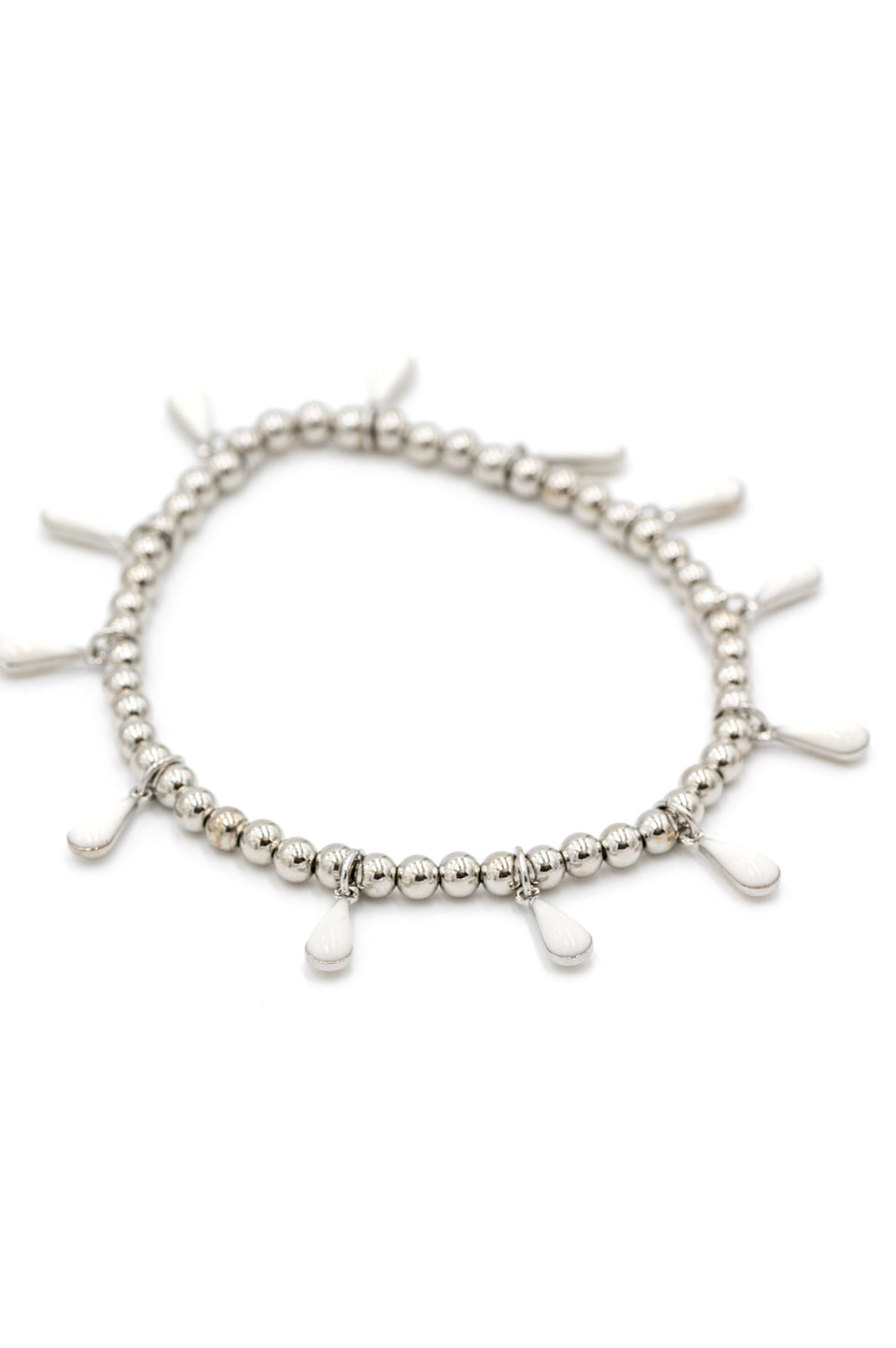 White Enamel Charm Bracelet - Silver