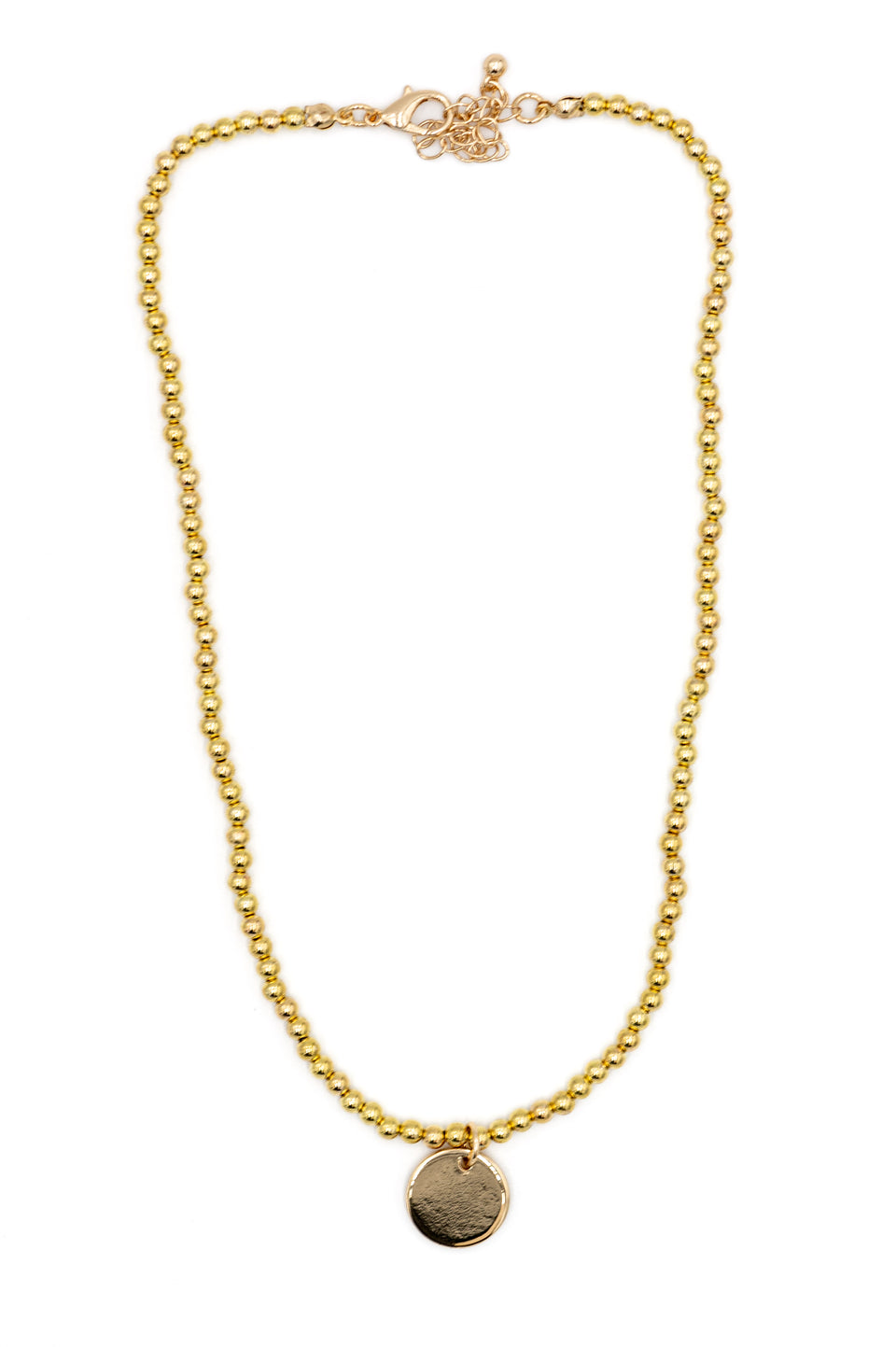 Gold Bead Disk Necklace