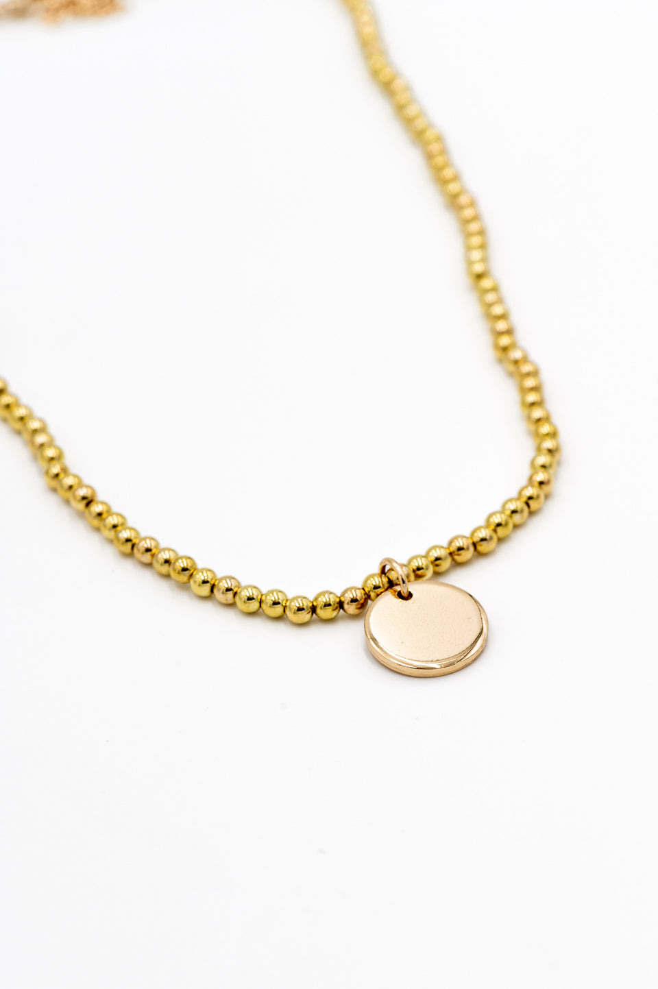 Gold Bead Disk Necklace
