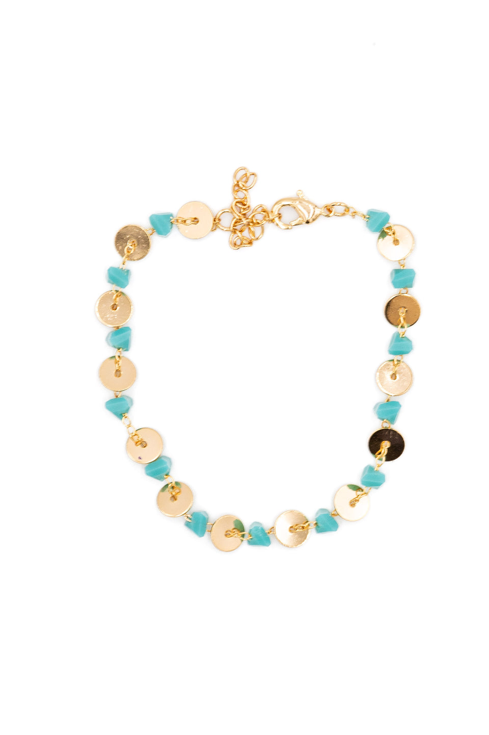 Gold and Turquoise Linked Bracelet
