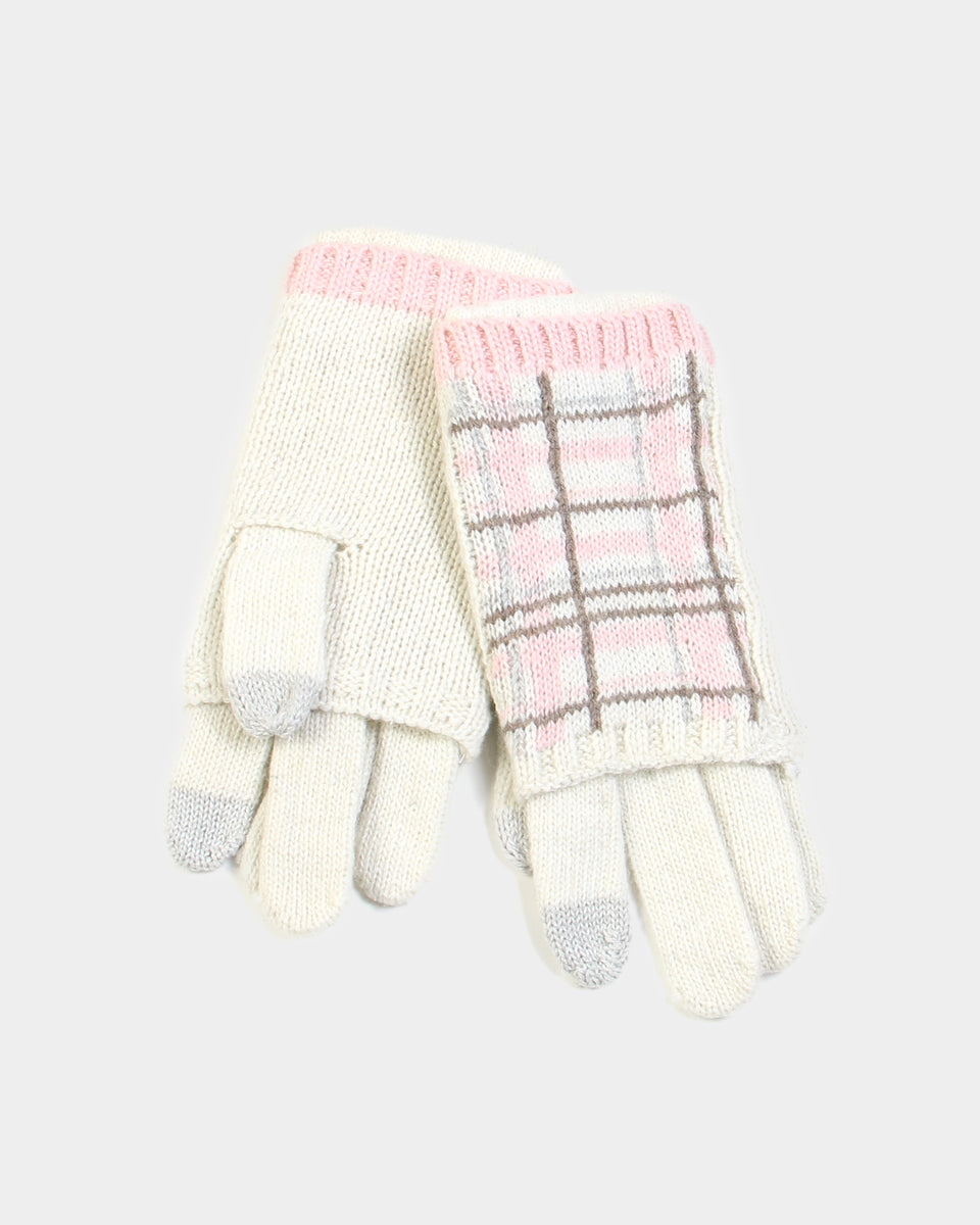 Pink & White Winter Gloves