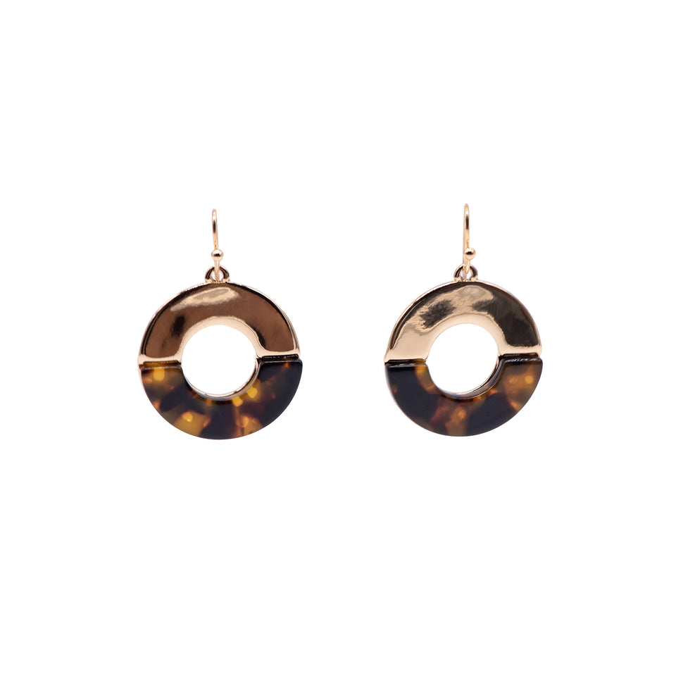 Round Half & Half Gold Plated Earrings