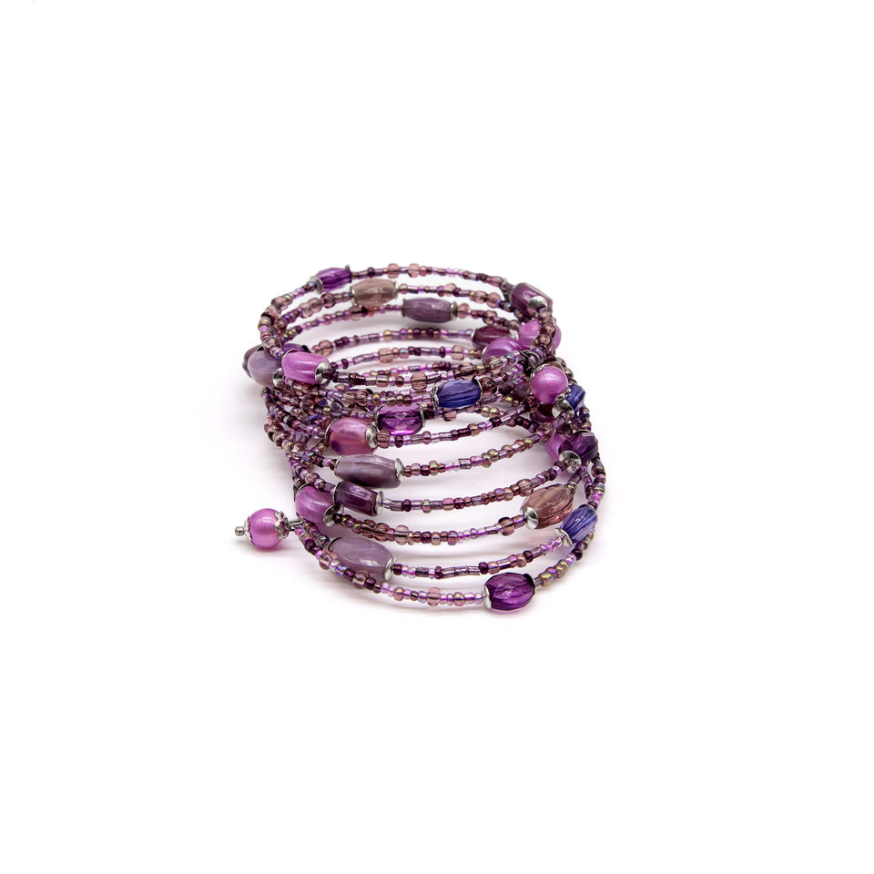 Purple Hue Beaded Wrap Bracelet