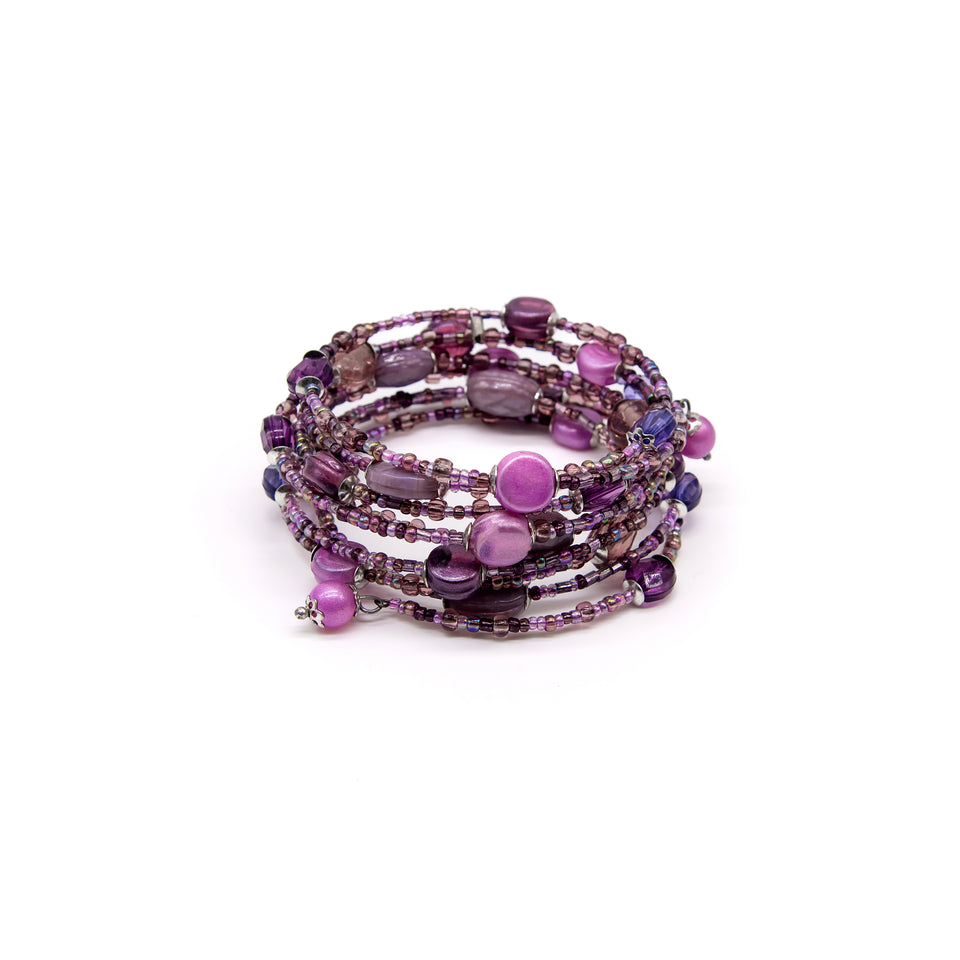 Purple Hue Beaded Wrap Bracelet