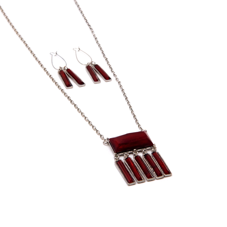 Iridescent Burgundy Jewelry Set