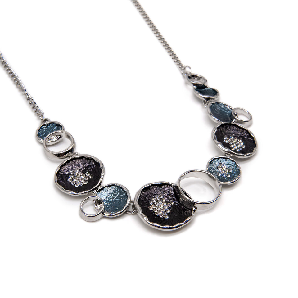 Gray Tonal Enamel Dish Necklace