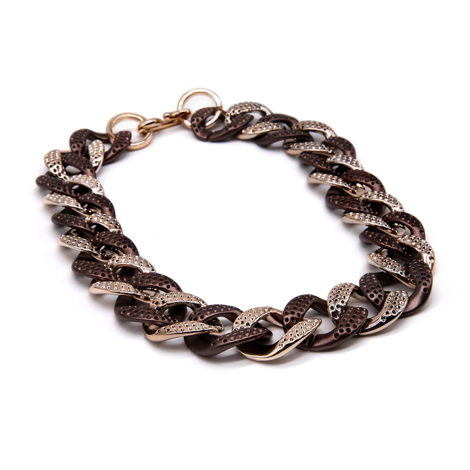 Chocolate & Gold Lightweight Resin Necklace