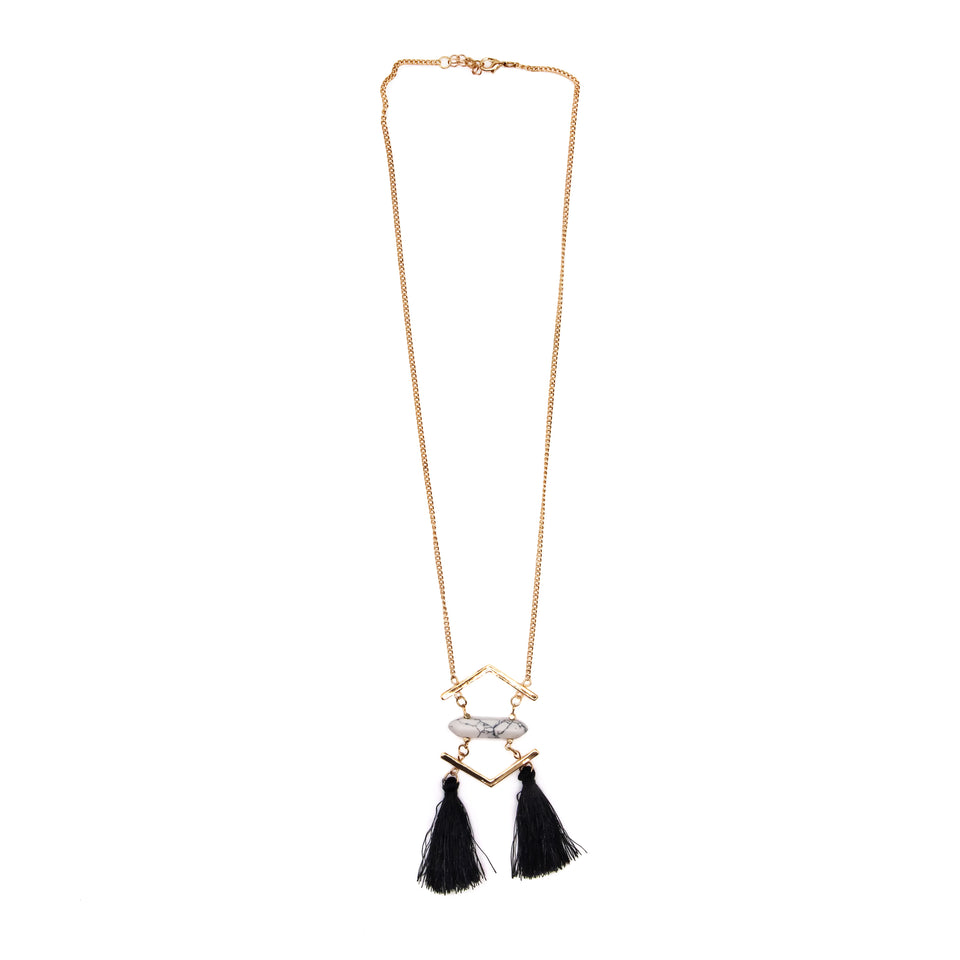 2 Piece Black Tassel Necklace