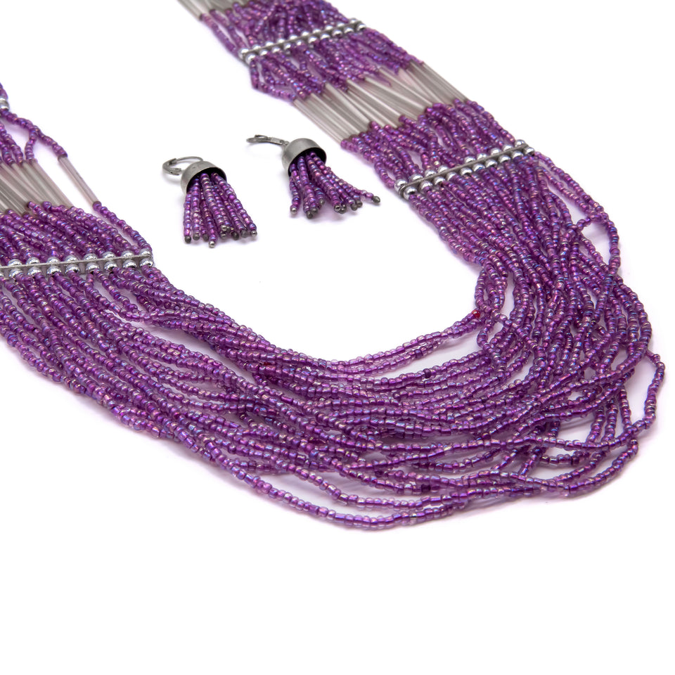 Handmade Purple Seed Bead Set