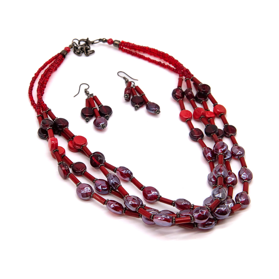 Burgundy Handmade Glass Bead Set