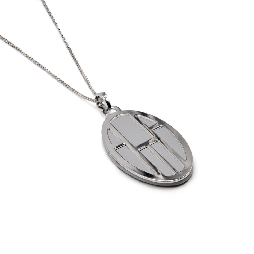 Gray-White Reversible Two-Color Oval Necklace