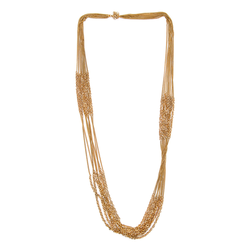 Dual-Chain 8-Line Gold Necklace