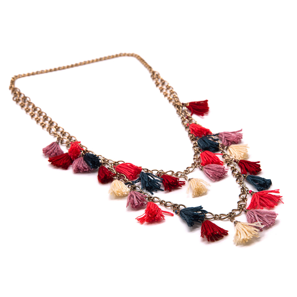 Multi-Color Antique Tassel Necklace