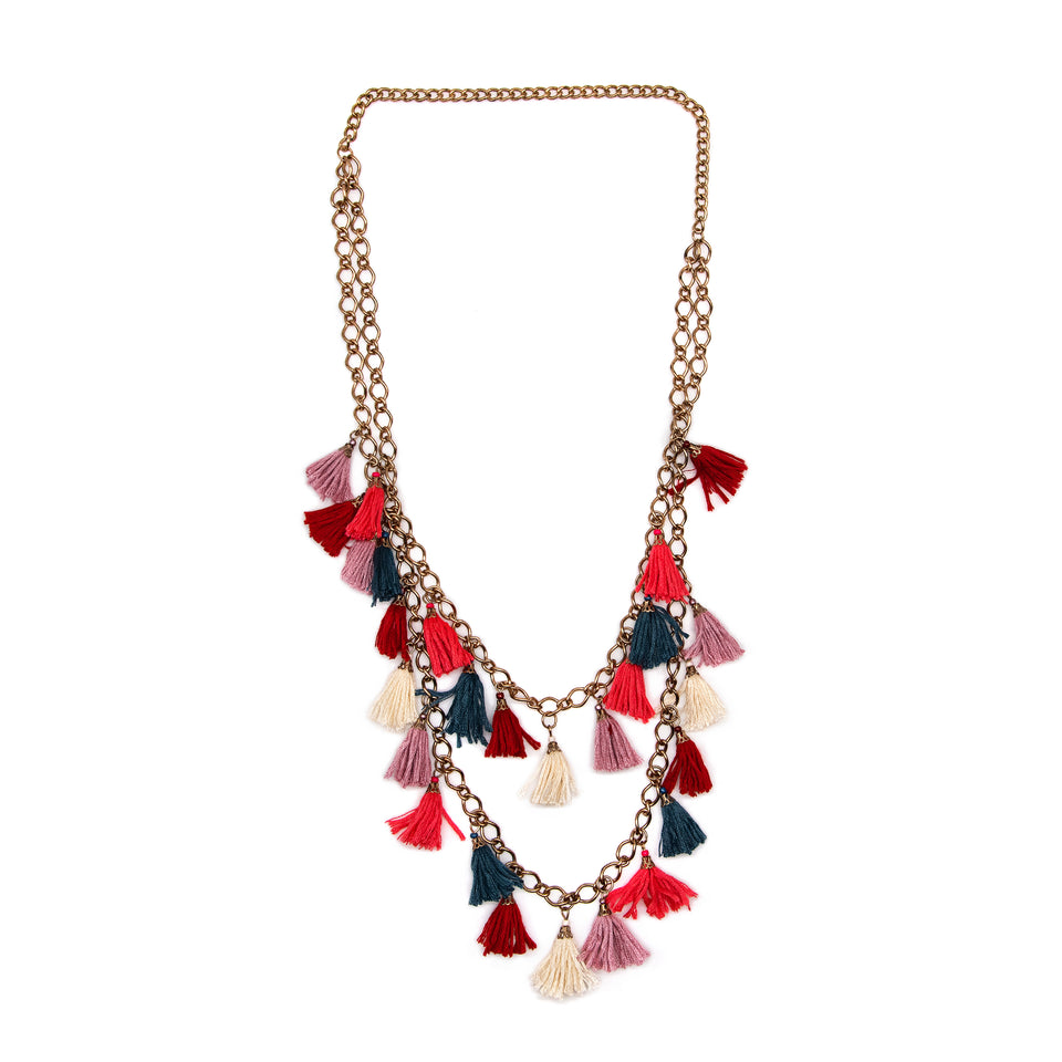 Multi-Color Antique Tassel Necklace