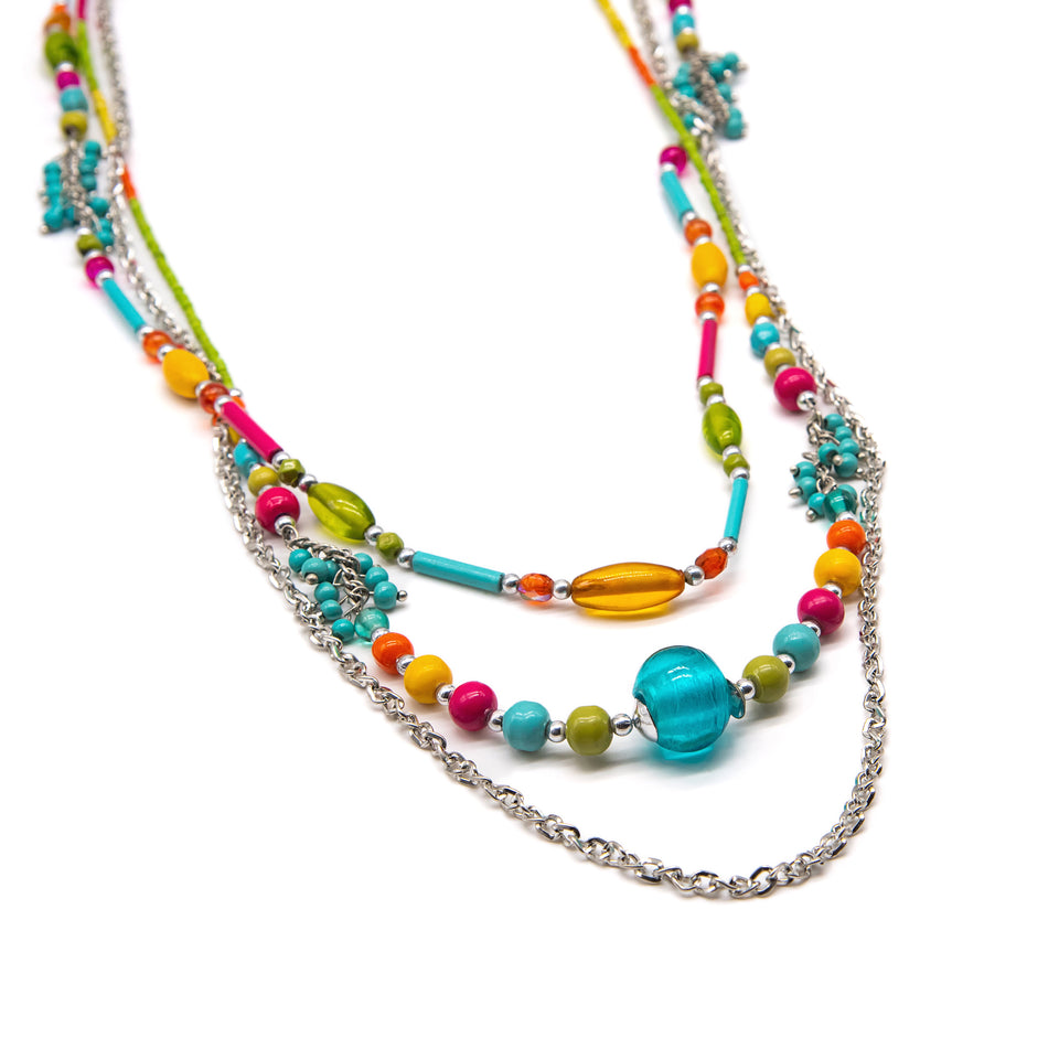 Long Multicolor Bead Necklace