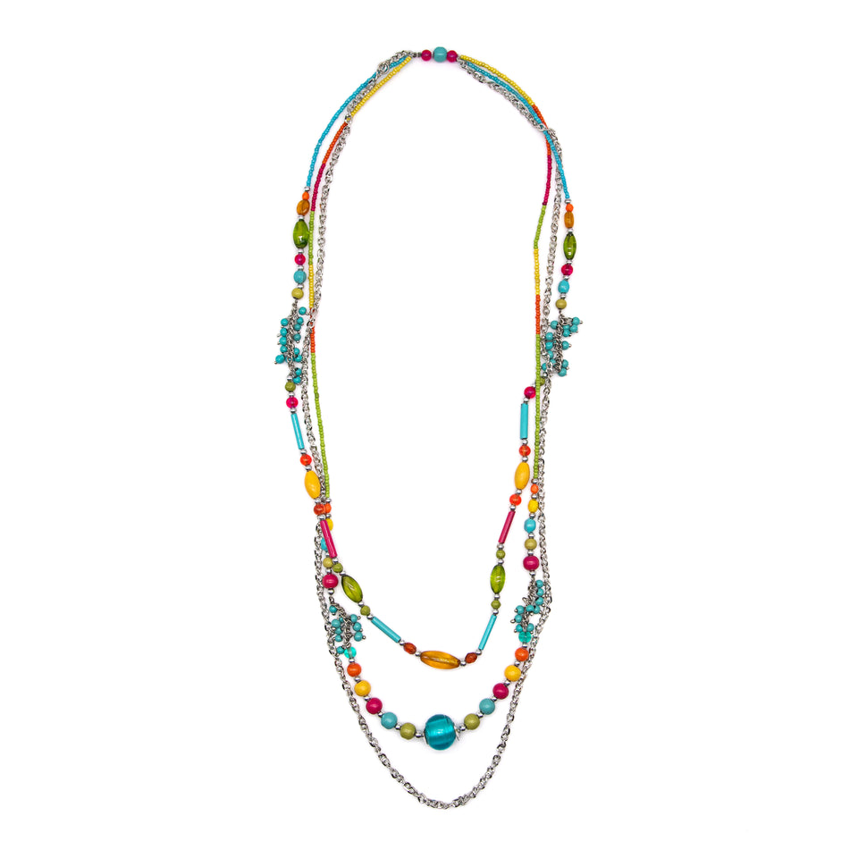 Long Multicolor Bead Necklace