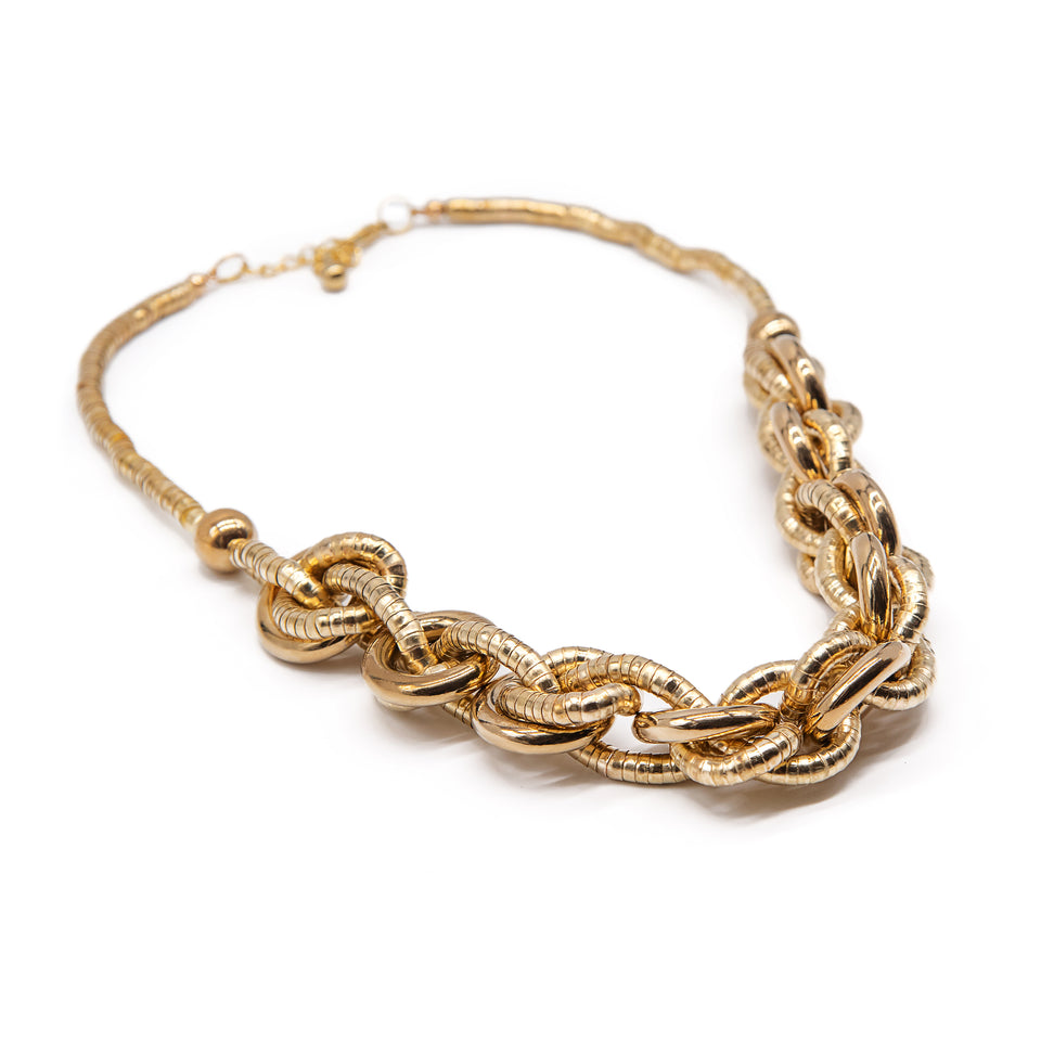 Gold Knotted Metal Cap Necklace