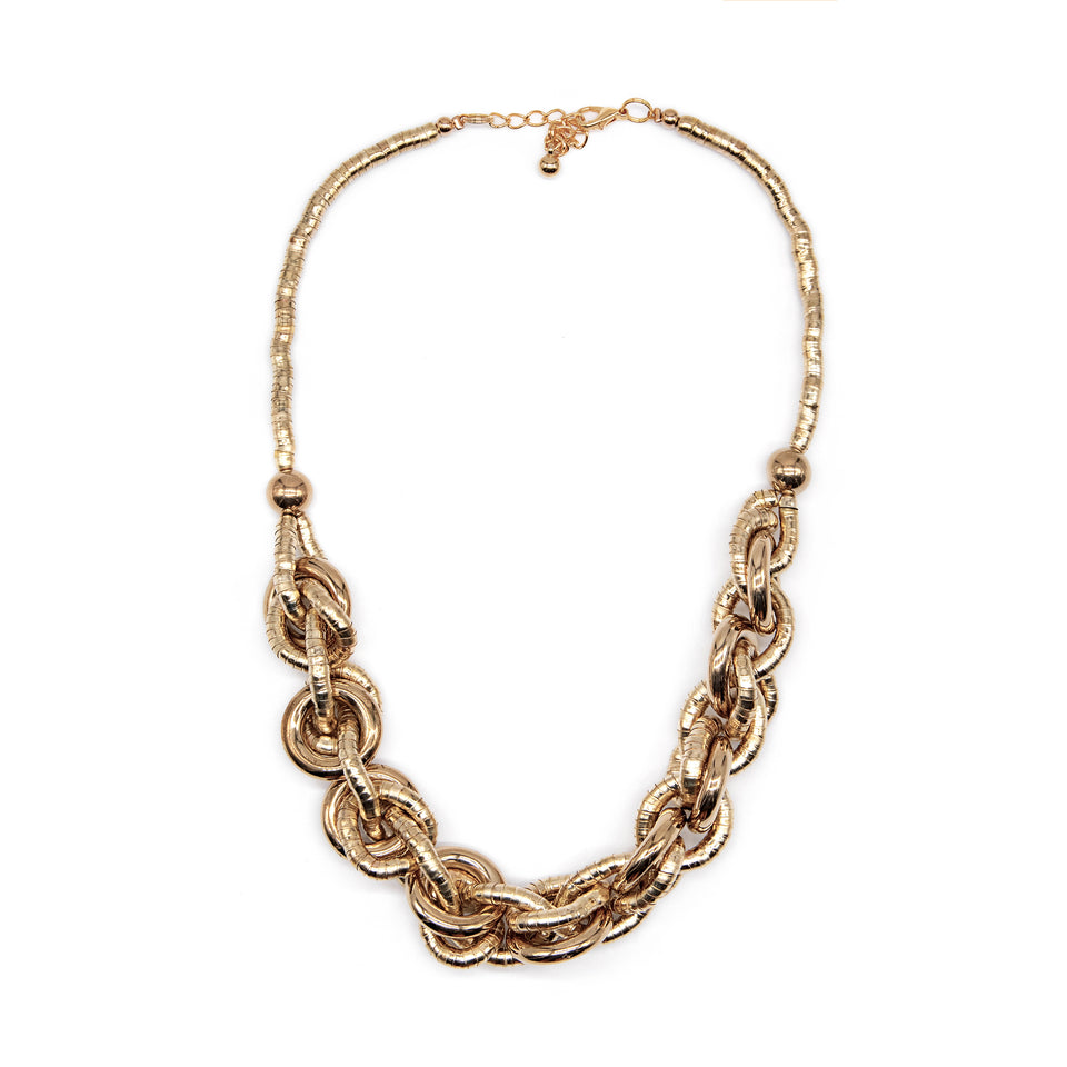 Gold Knotted Metal Cap Necklace