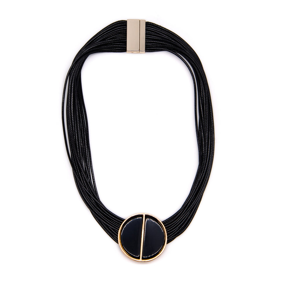 Black Magnetic Clasp 15-Line Necklace