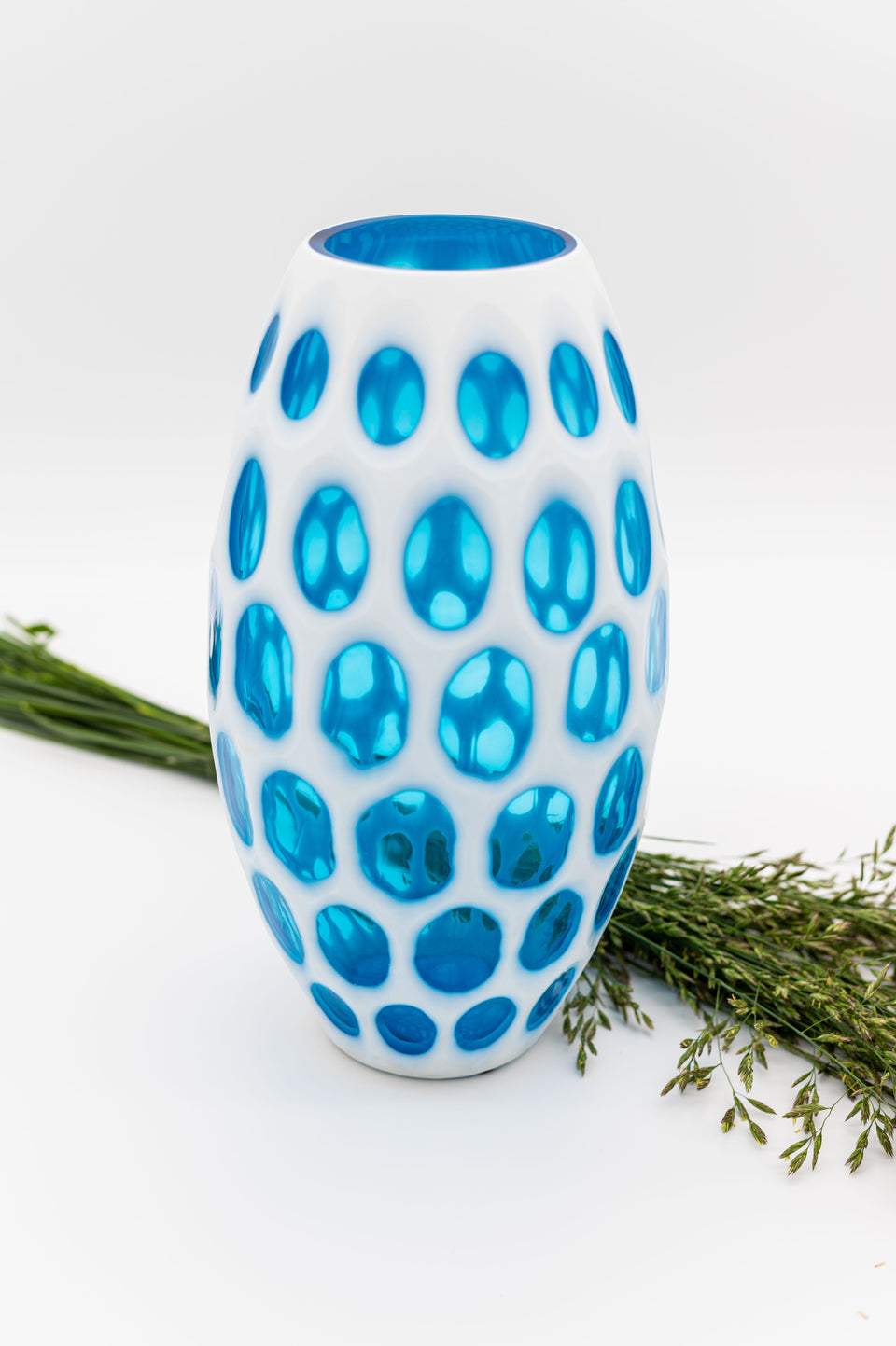 Ocean Blue Dual Pane Tall Glass Vase