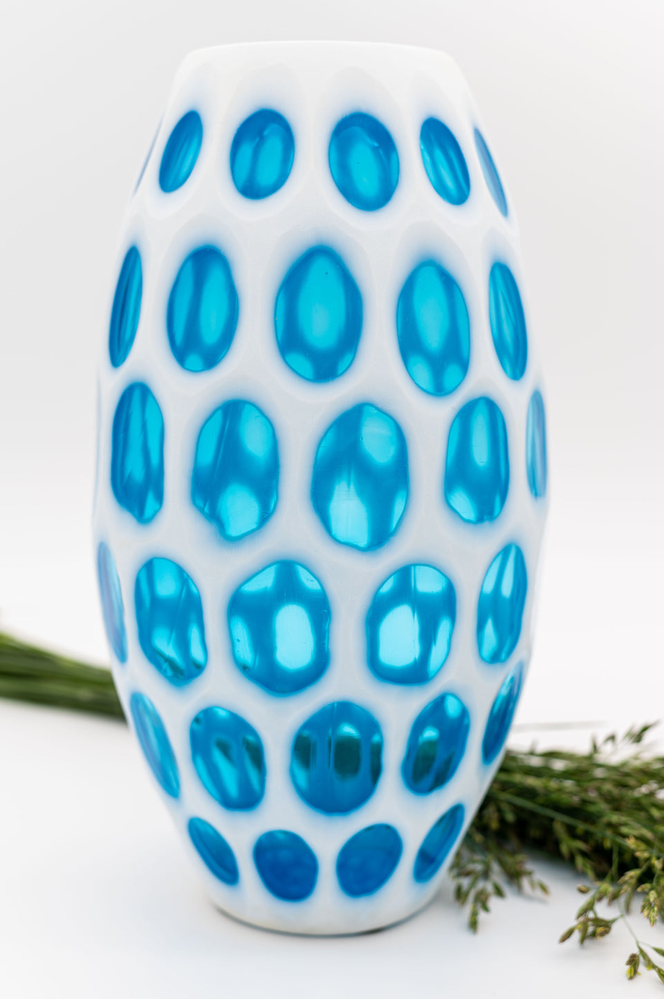 Ocean Blue Dual Pane Tall Glass Vase