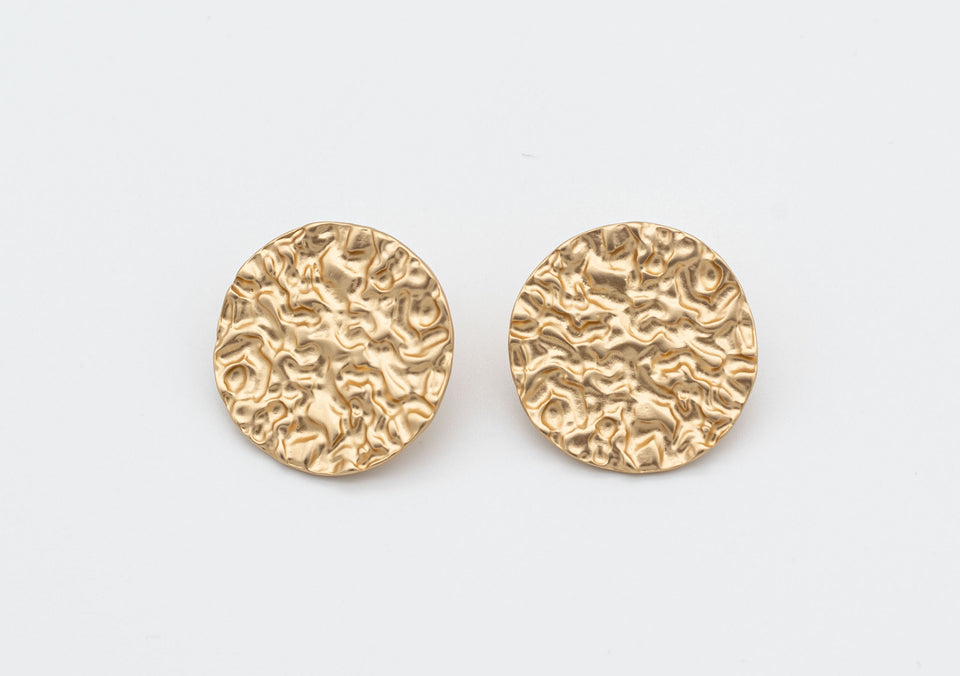 Matte Gold Hammered Earrings