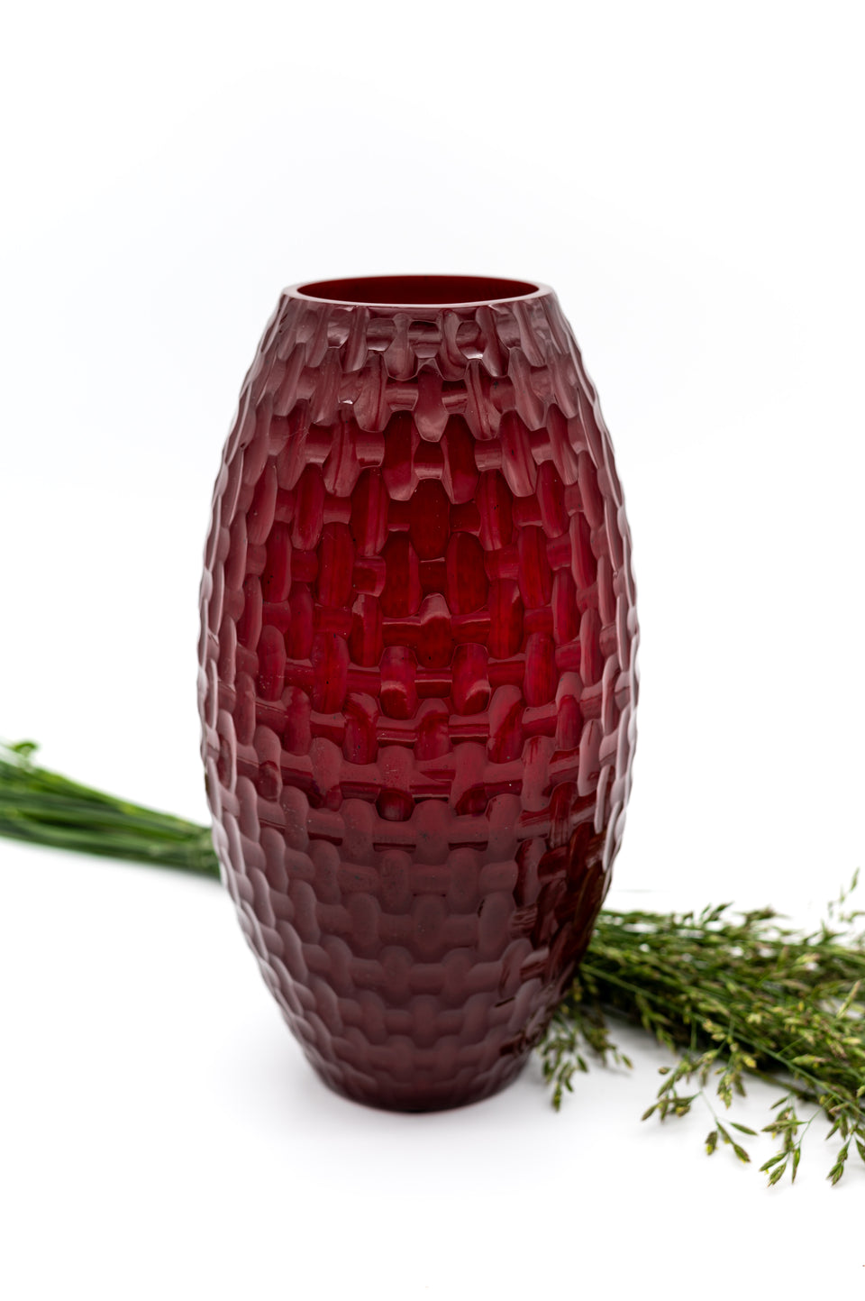 Burgundy Oval Flower Vase