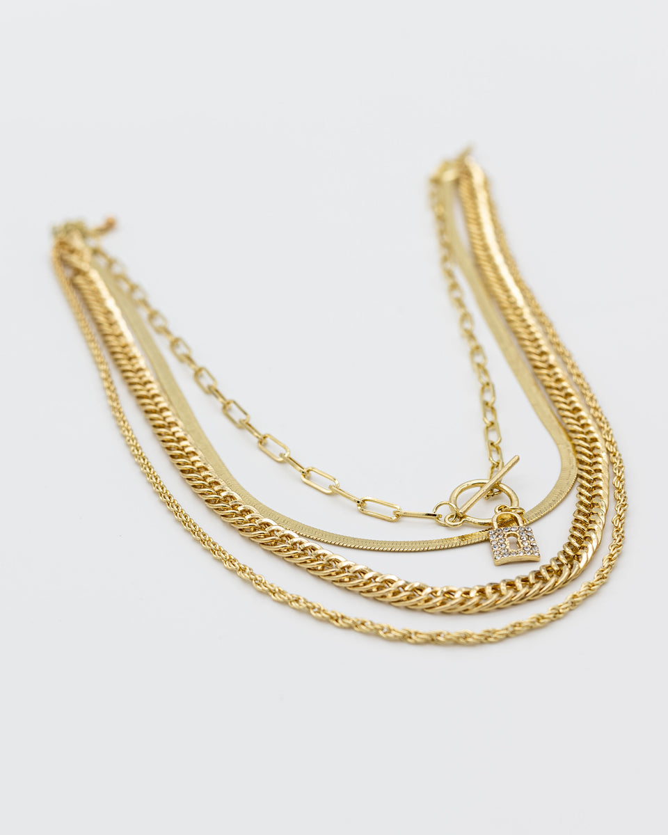 Gold Layered Lock Necklace