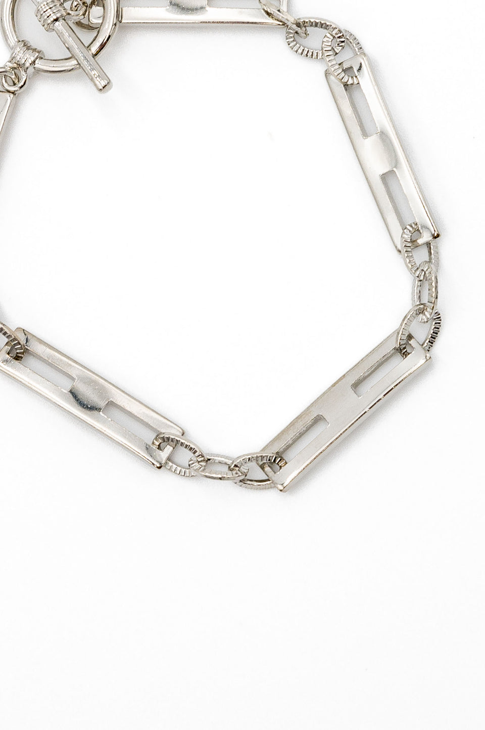 Silver Toggle Clasp Linked Bracelet