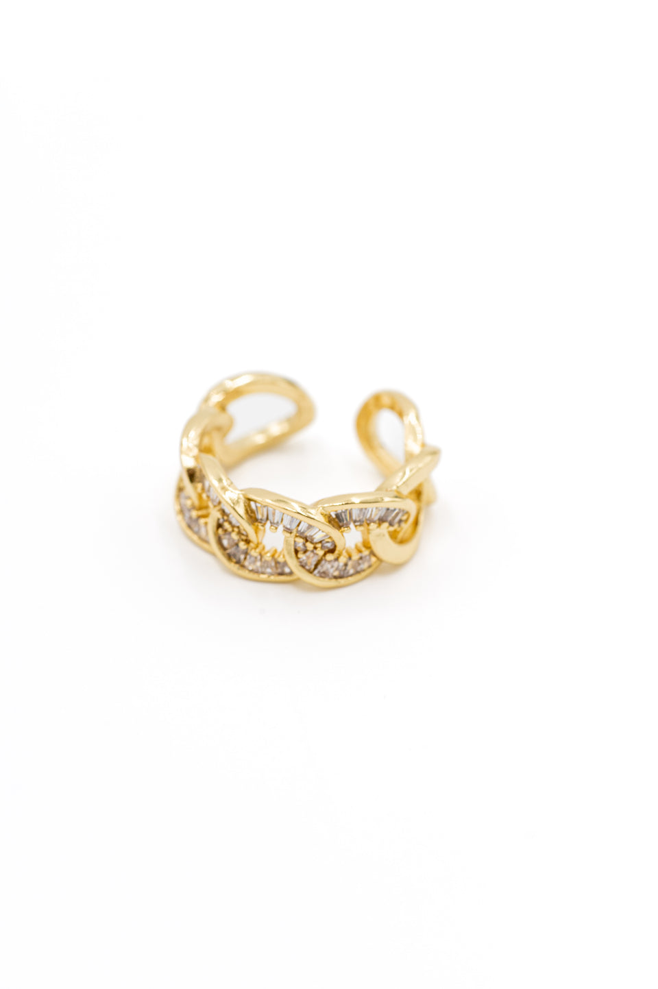 Gold & Crystal Link Ring