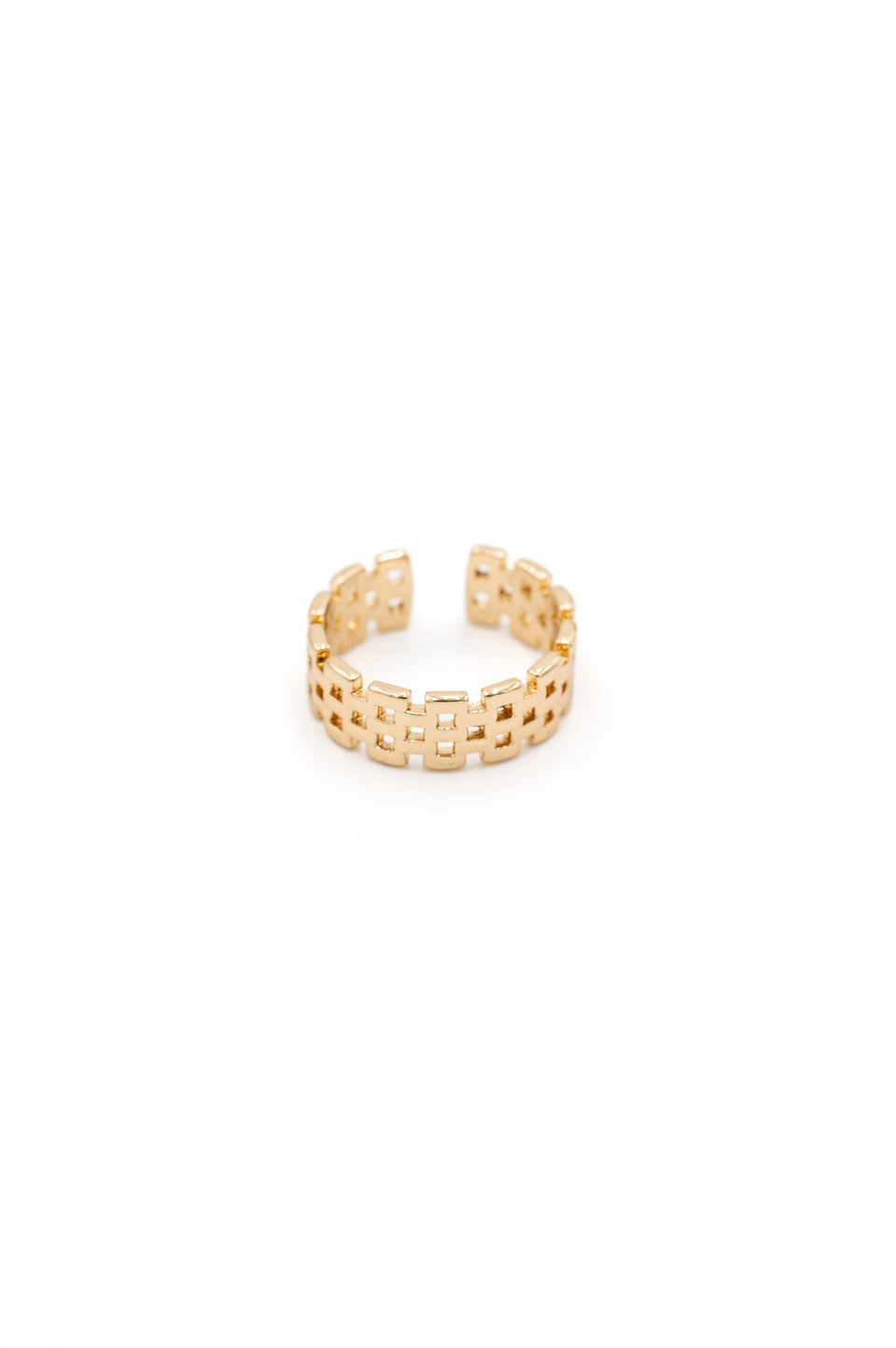 Square Pattern Gold Adjustable Ring