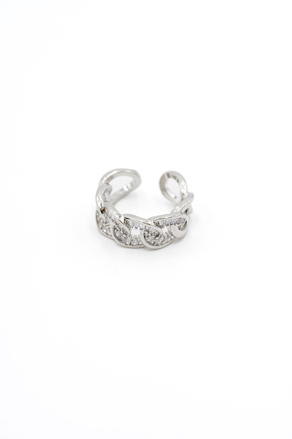 Silver Crystal Link Ring