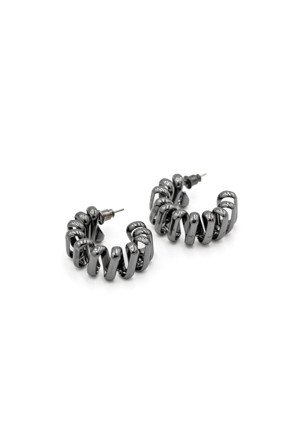 Twisted Hoop Earrings - Gunmetal