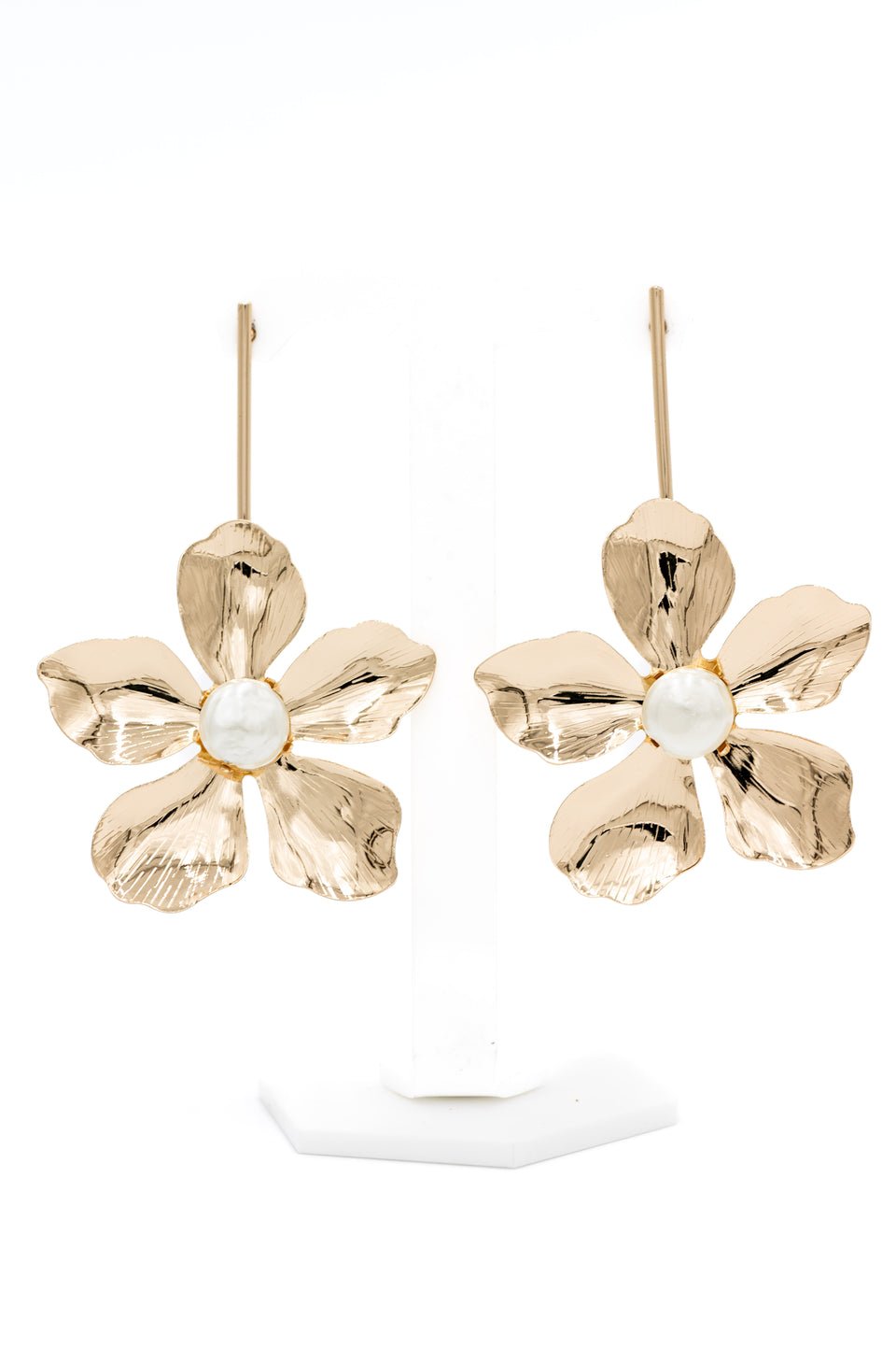 Freshwater Pearl Flower Gold Earrings